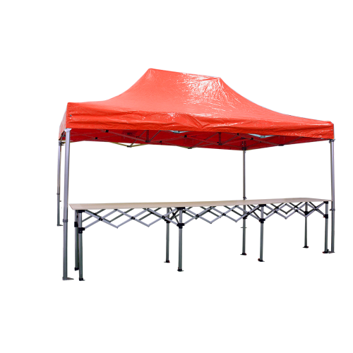 Barnum pliant Pro 3x4.5m Alu 55mm - Toit PVC 580 g/m² - + 1 comptoir pliant 4.5m