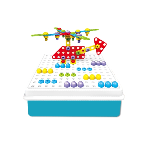 

193Pcs Нагромождение грибных ногтей Jigsaw Pegboard Creative Puzzle Electric Drill Обучающие игрушки для детей