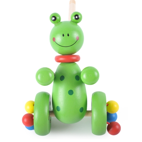 

Wooden Push Along Toy Cartoon Bear Animal Walking Push Puzzle Kids Educational Mini Car Toy