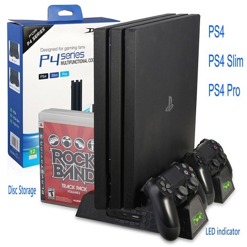 

Multifunctional Vertical Cooling Stand Controller Charger Station with 12 PCS Discs Storage for PS4 PS4 Slim PS4 Pro