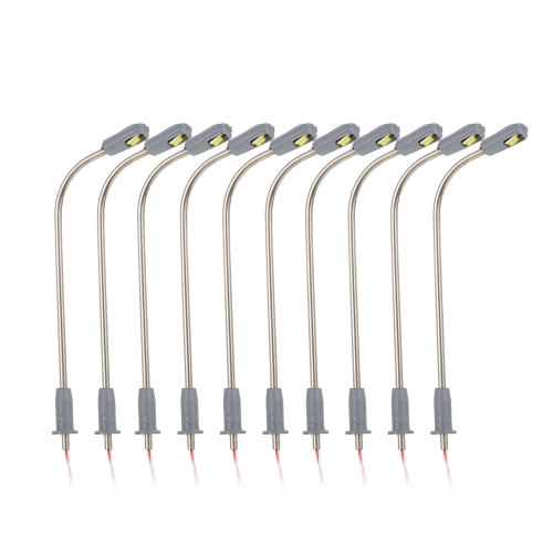 

10Pcs Scale Lamppost Model Metal Streets Lamp Modelmaking Single-head LED Lights Model Toys Style 1