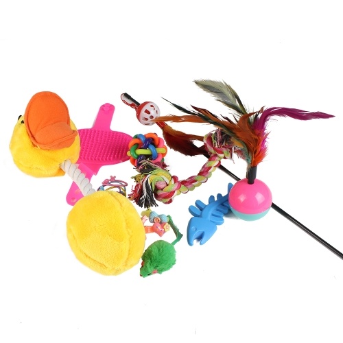 

18pcs Cat Toys Feather Sound Interactive Teaser Balls and Mint Fish Catnip Toy Set
