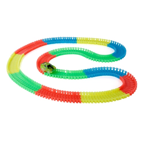

220PCS 55mm Twisted Tracks Гибкая сборка Neon Glow в темноте Track Race Car для детей