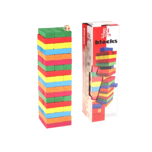 

54Pcs Красочный деревянный блок здания Набор штабеля Форма игры и распознавание номера Обучающая игрушка для детей
