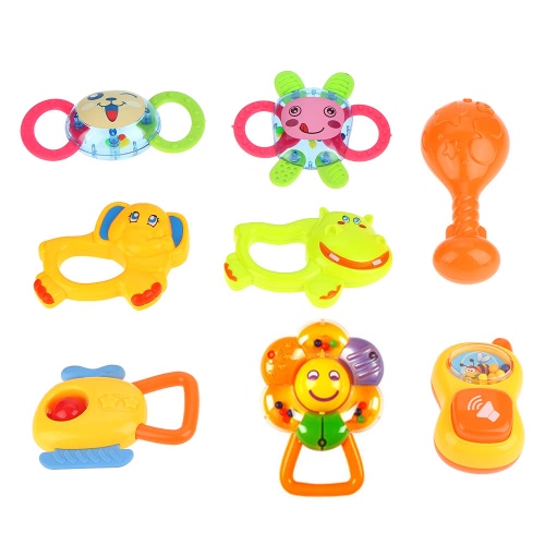 

8 Pieces Baby Rattle and Teether Toy Play Set Infant Teething Toys
