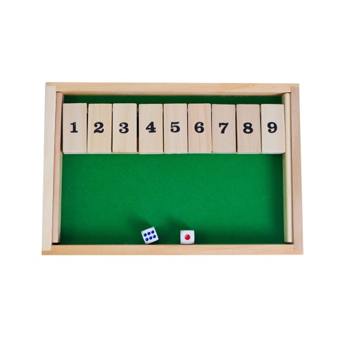 Wooden 9 Number Shut the Box Dice Board Game Toys