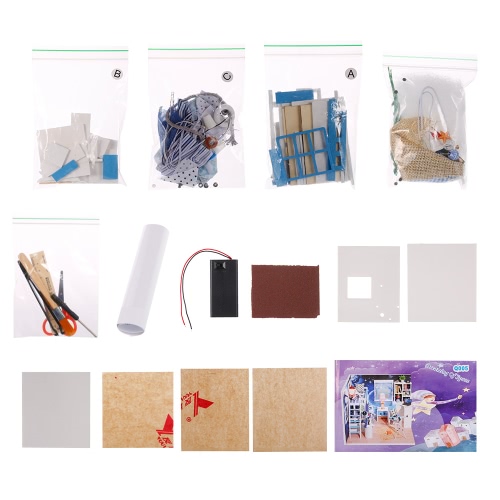 

DIY House Miniature Kit Dollhouse Творческий номер со светодиодной пылезащитной крышкой для романтического подарка для детей