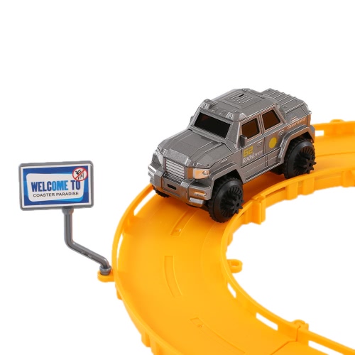 

Track Racer Racing Car Rail Car Electric Track Battery Powered DIY Toy Set for Kids