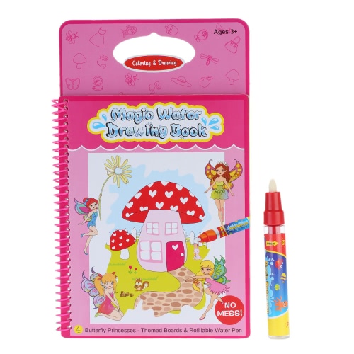 

Non-toxic Magic Water Drawing Book Coloring Book Doodle with Magic Pen Butterfly Princesses Series Painting No Ink Educational Toy