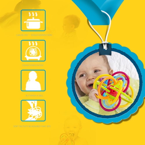 GOODWAY G105 Baby Rattles Ball Hand Teether Plastic Grasping Toy for Early Education