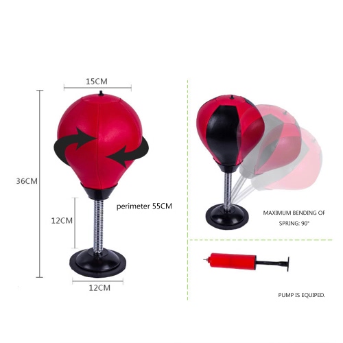 

Desktop Punching Speed Ball Leather Stress Buster Heavy Duty Suction Pressure Reliever Freestanding Reflex Boxing Bag Kit Adults Kids Home Office