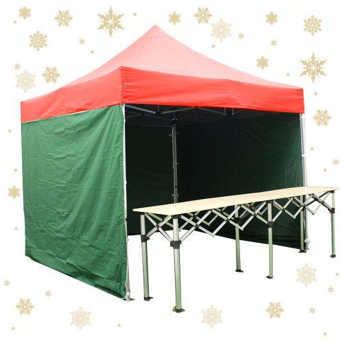 Stand pliant 3x3m pack complet structure Alu 40mm bâche polyester pelliculé PVC 300g/m² + 1 comptoir pliant 3m - Edition de Noël