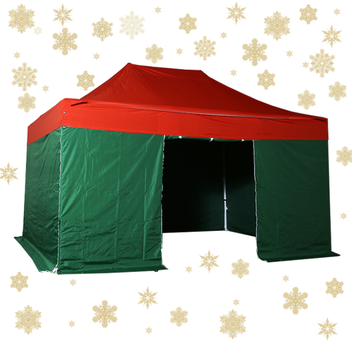Tente pliante 3x4,5m pack complet bicolore Rouge/Vert structure Alu 40mm bâche polyester pelliculé PVC 300g/m² - Edition de Noël