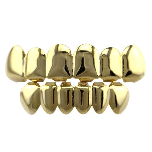 

Gold Silver Plated Grillz Set for Mouth Top Bottom Hip Hop Teeth