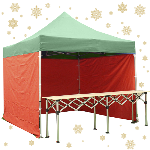 Stand pliant 3x3m pack complet structure Alu 40mm bâche polyester pelliculé PVC 300g/m² + 1 comptoir pliant 3m - Edition de Noël