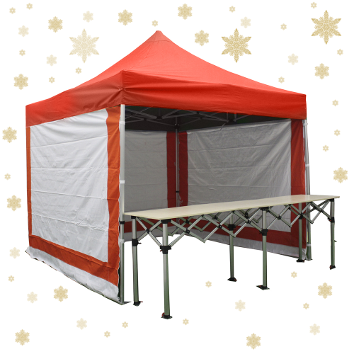 Stand pliant 3x3m pack complet structure Alu 40mm bâche polyester pelliculé PVC 300g/m² + 1 comptoir pliant 3m - Edition de Noël