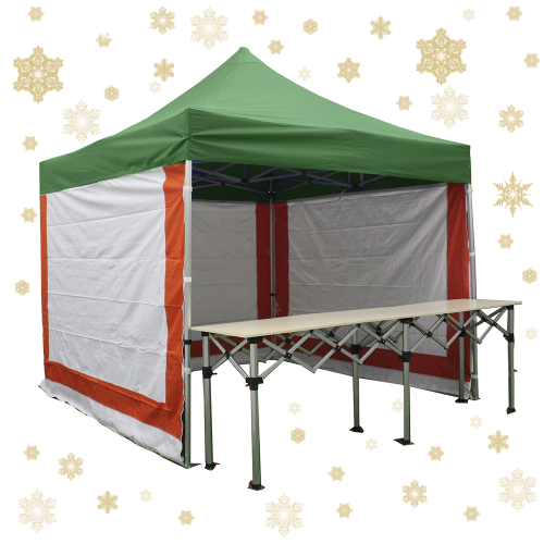 Stand pliant 3x3m pack complet structure Alu 40mm bâche polyester pelliculé PVC 300g/m² + 1 comptoir pliant 3m - Edition de Noël