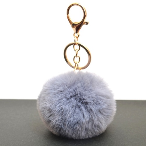 

1 Pcs Simple Key Chain Faux Fur Ball 8cm Soft Keychain Pompom Car Bag Handbag Backpack KeyRing White