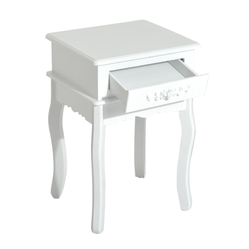 

24 "Wood End Table с ящиком для хранения - белый