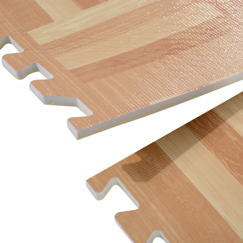 

18 Tile Interlocking Puzzle Foam Floor Tile Mats - Light Wood Geometric