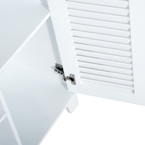 

32" Floor Cabinet with Shutter Door and Side Shelves - White