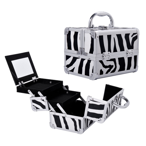 

Mirrored Mini Professional Makeup Case with Pull-Out Tray - Zebra Print