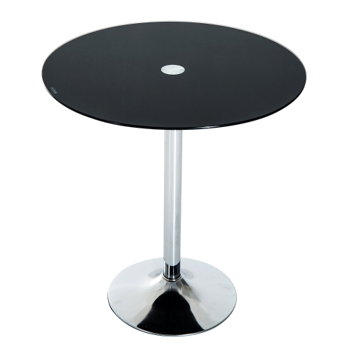 Mesa de bar Bistro de 28 "con tapa redonda de vidrio - Negro