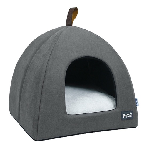 Foldable Cat Bed Breathable Cat House Indoor Pet Tent Dog Bed with Mat (Blue, Size L)