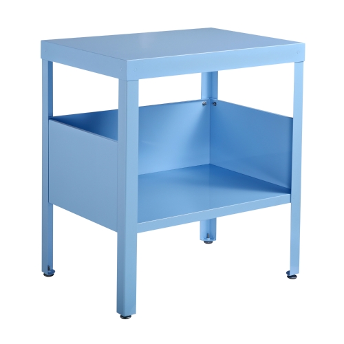 

Mid Century Modern Industrial Metal Nightstand / End Table (Light Blue)