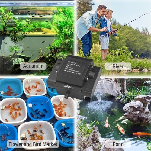 20 W/30 W leistungsstarke Aquarienpumpe, einstellbare Sauerstoffbelüfterpumpe für Fische mit 4 Auslässen und Zubehör für Aquarien, Fischtanks, Teiche, Hydrokultur