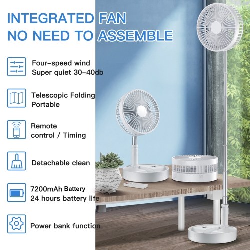

Telescopic Foldable Desktop Fan Portable Home Office Floor Fan Five Blades Remote Control Removable Washable Desk Fans