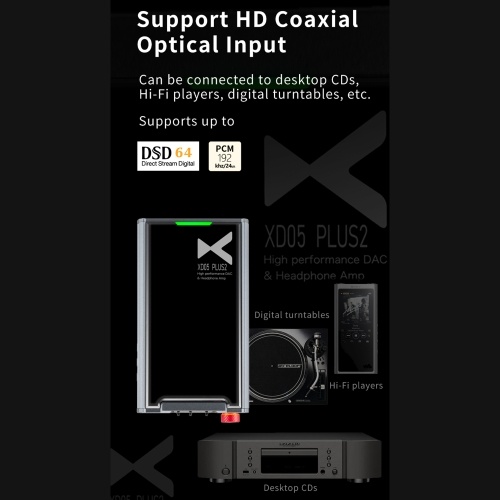 XDuoo XD-05 PLUS 2 Portable High-Fidelity DAC Headphone Decoder Amplifier with OLED Display Screen XMOS XU208 USB Receiver Chip AKM AK4493SEQ DAC Chip compatible with UAC1.0 and UAC 2.0 