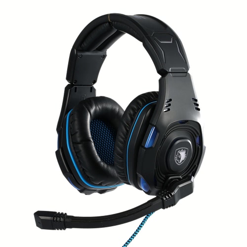 SADES SA-907 Gaming Cuffie con microfono USB Professional su Ear Stereo Gaming Headset con cancellazione del rumore LED & meraviglioso effetto sonoro musica auricolari bianco per Notebook Desktop portatile