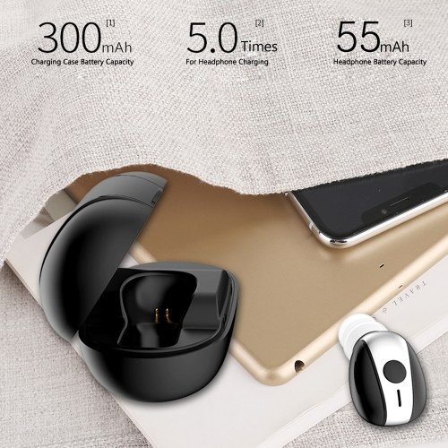 

Wireless Bluetooth 4.1 Headphones Mini Invisible Earphone In-ear Music Headset Earpiece Charging Box Hands-free with Mic
