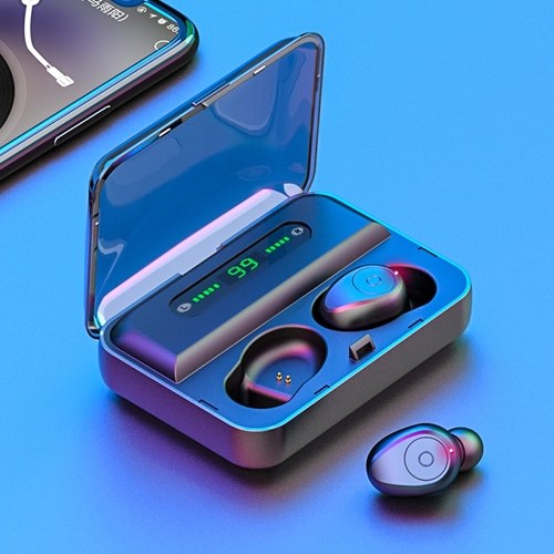 F9 Bluetooth 5.0 True Wireless Bluetooth Earphones TWS Earbuds with Digital Display Stereo Music Headphones IPX7 Waterproof Sport Headset with Mic Charging Box