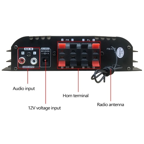 

BT-998 USB Mini Digital Display Power Amplifier 4-CH Audio Player with FM Function Multifunctional Car BT Power Amplifier