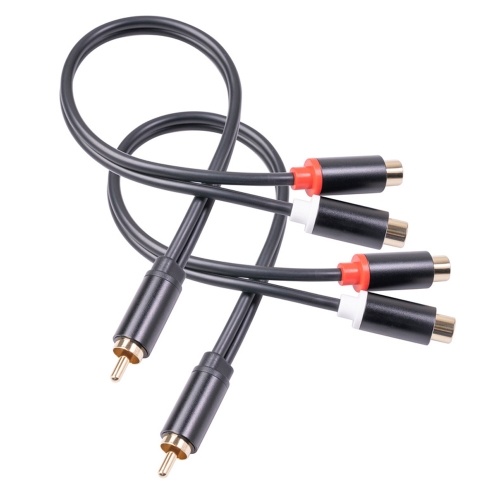 0.3m RCA haut-parleur y-adaptateur séparateur câble RCA 1 mâle à 2 femelle stéréo câble Audio plaqué or