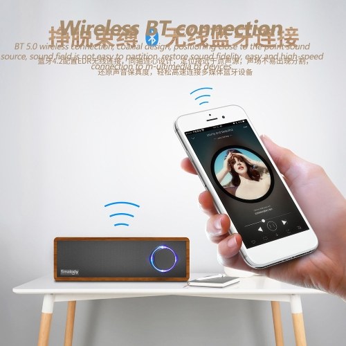 

Portable Outdoor BT Speaker Wooden Wireless Multifunctional Stereo Speakers Powerful Handheld Soundbox