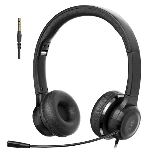 Anivia A7 3.5mm casque filaire centre d'appel écouteur sur l'oreille casque avec microphone à réduction de bruit bandeau pliable réglable