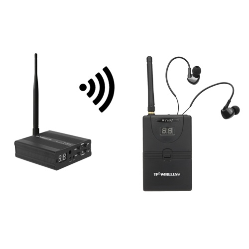 

TP-WIRELESS TP-WMS02 In-ear Stage Audio Monitor System Professional 2.4GHz Digital Wireless Monitor System 1 Transmitter 1 Receiver