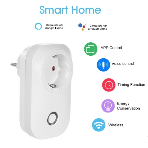 

Smart Power Plug Smart Home Socket Voice Control Compatible with Amazon Echo & for Google Home IFTTT Tmall Elf Timing Function App Remote Control from Anywhere 10A