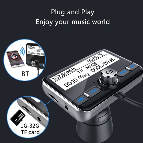 

DAB002 DAB Digital Radio Receiver BT4.2 FM Transmitter LCD Display USB Charger for Car (Only for Countries that have DAB Signal)