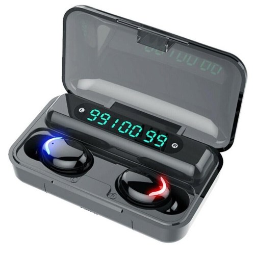 F9-12 BT Cordless Earphones Auto Pairing Noise Cancelling Power-Bank Function Sweatproof Waterproofk