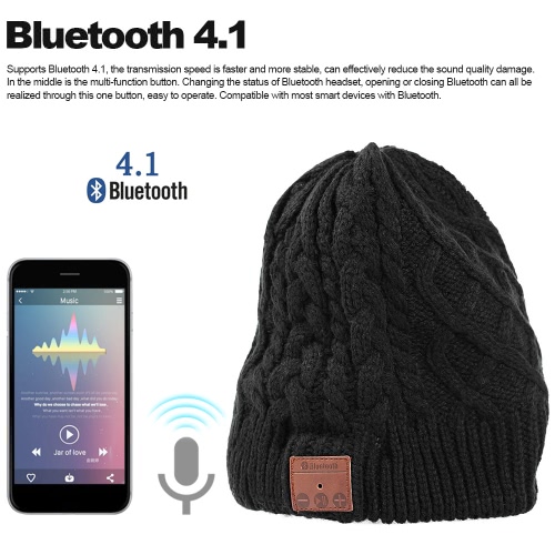 

Wireless Bluetooth Beanie Headphone Stereo Music Headset Detachable Winter Hat Twister Knitting Cap Hands-free w/ Microphone for E