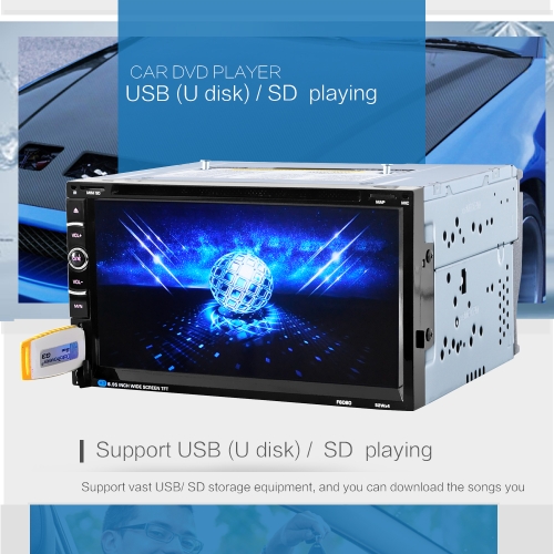 

Car Radio Audio 2 Din 6.95'' inch Digital Touch Screen Remote Control Multimedia Video DVD Player BT Handfree Rear View Camera