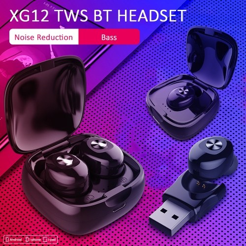 

TWS 5.0 Wireless XG12 BT Earphones Dual Pass 3D Stereo Sports Earphone with Microphone and Portable Subwoofer (1PC Earphone+Charge warehouse)