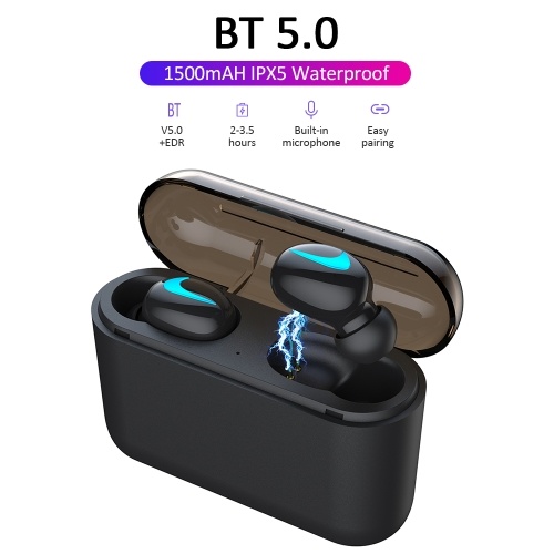 HBQ-Q32 Wireless BT 5.0 Earphone 1500mAh IPX5 Waterproof Headphones Intelligent Mini Handsfree Sports Earphones with Charging Case