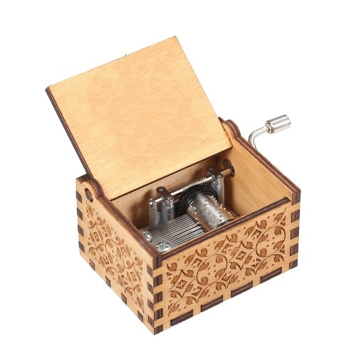 

Wood Music Box Mini Vintage Engraved Hand-Operated Musical Box Birthday Christmas Valentine's Day Exquisite Gift