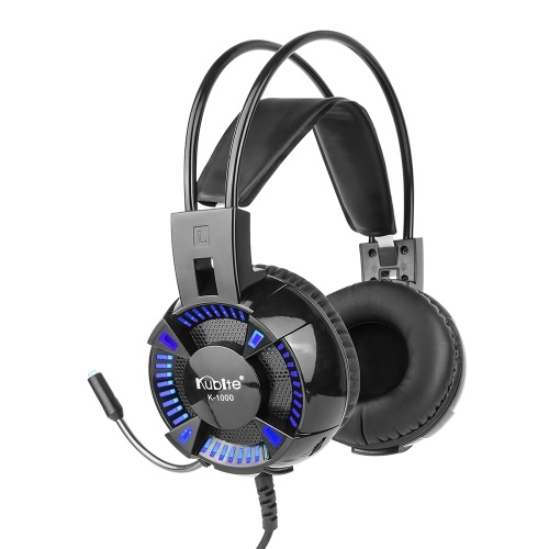

Kubite K1000 3.5mm Wired Gaming Headphones Over Ear Headset Surround Sound Earphone with Microphone for Desktop Computer PC