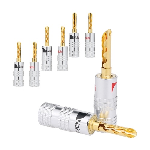 24K Gold Plated Copper 4mm Banana Plug Black & Red Speaker Connector Audio Amplifier